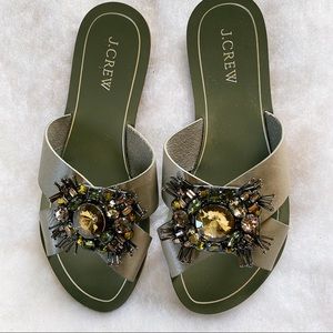 J Crew jeweled slides, like new condition